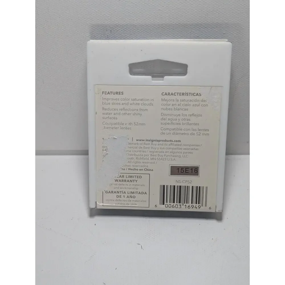 Insignia Lens Filter 52mm CPL Circular Polarizer